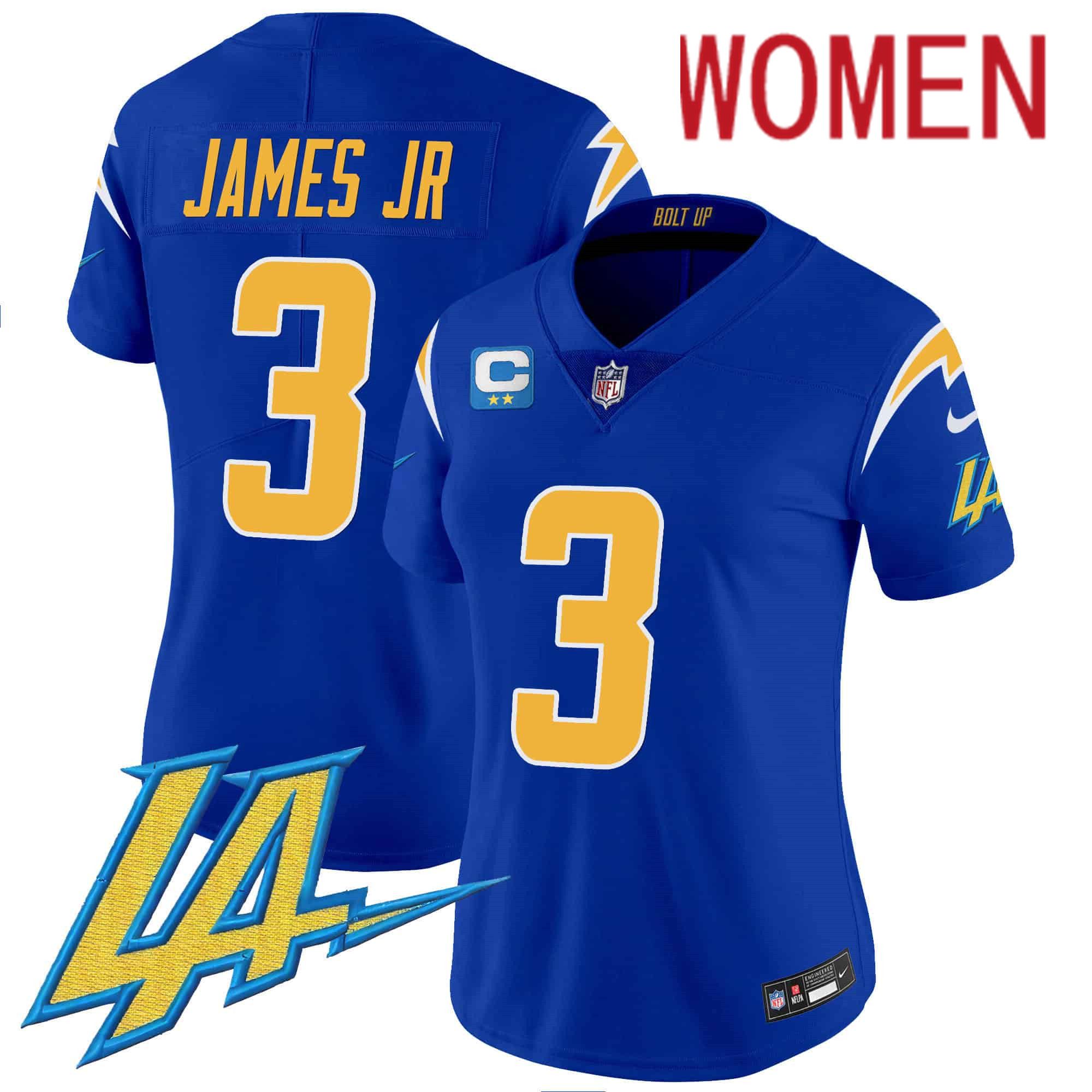 Women Los Angeles Chargers #3 James jr Blue 2024 Nike Vapor Limited NFL Jersey